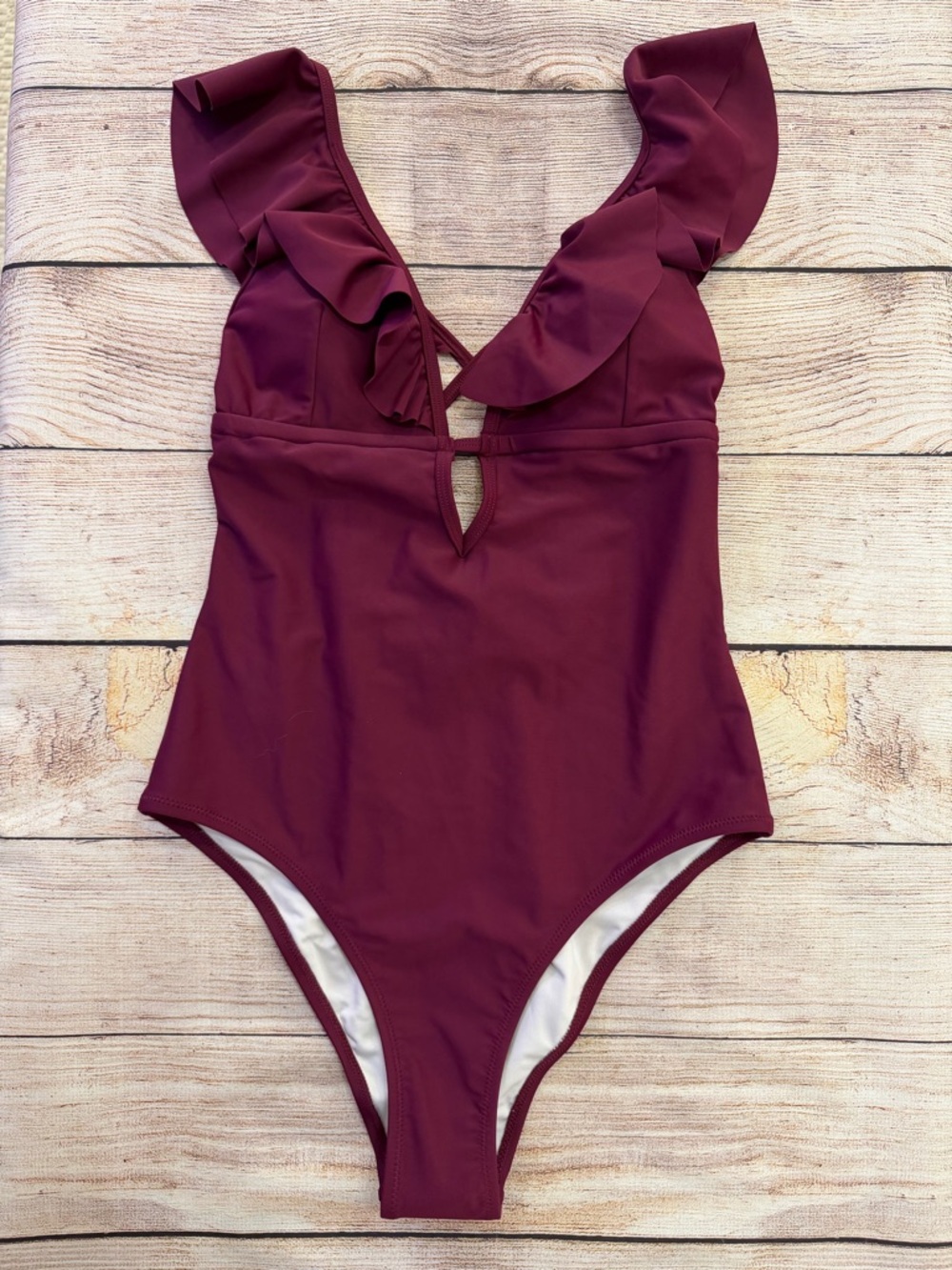 Cupshe Flutter Sleeve Tie Back One Piece Swimsuit - Large